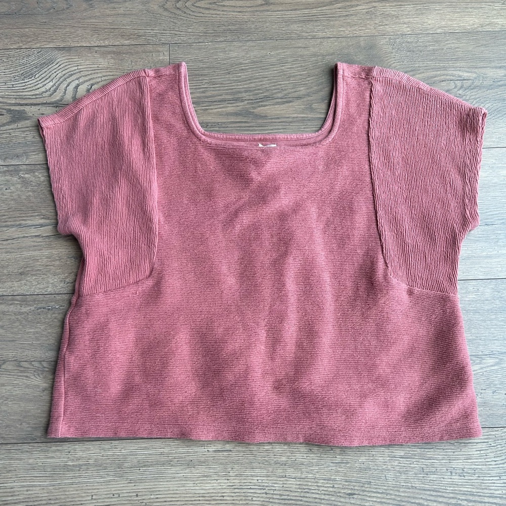Madewell Dusty Rose Square Neck Boxy Knit Top